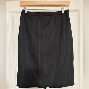 Ann Taylor LOFT Black Pin-Stripe Knee-Length Pencil Skirt